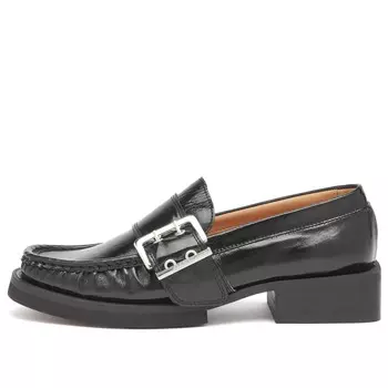 Женские туфли-лоферы с пряжкой Ganni, черный