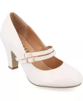 Женские туфли Mary Jane Windy Double Strap на каблуке Journee Collection, коричневый/бежевый