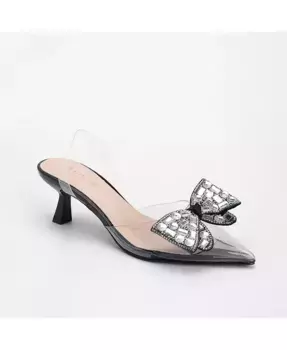 Женские туфли Maxi88 на низком каблуке с прозрачным верхом и стразами BERNESS, черный