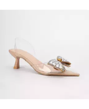 Женские туфли Maxi88 на низком каблуке с прозрачным верхом и стразами BERNESS, коричневый/бежевый