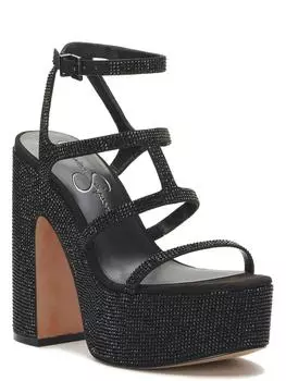 Женские туфли Meitini со стразами и ремешками на блочном каблуке Jessica Simpson, цвет black supreme microsuede