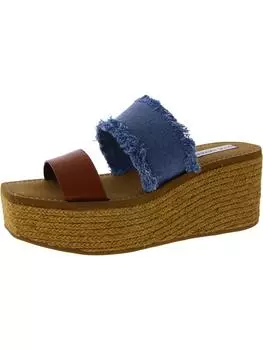 Женские туфли Mindy из кожи с бахромой и блочным каблуком Steve Madden, цвет denim multi