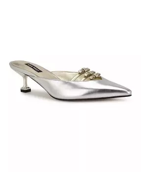 Женские туфли-мюли с острым носком Weeka без шнуровки Nine West, серебро