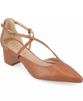 Женские туфли на каблуке Galvinn крест-накрест Journee Collection, коричневый