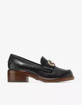 Женские туфли на каблуке из кожи с золотым логотипом Cole Haan, черный