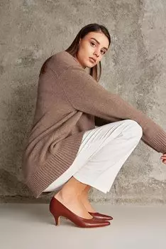 Женские туфли на каблуке из натуральной кожи 1231003 324 Тан Ziya Ayakkab