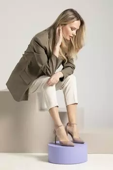 Женские туфли на каблуке из натуральной кожи 1311003 369 Серо-коричневый Ziya Ayakkab