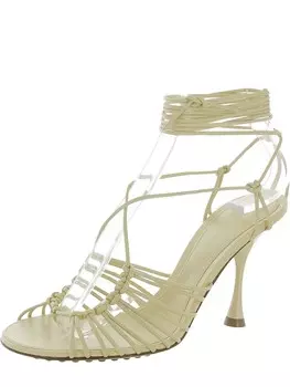 Женские туфли на каблуке с открытым носком и завязкой на щиколотке Bottega Veneta, цвет Moon Beam
