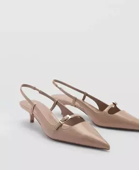 Женские туфли на каблуке с пяткой и пряжками MANGO, коричневый