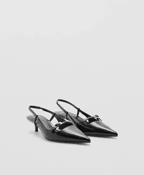 Женские туфли на каблуке с пяткой и пряжками MANGO, черный
