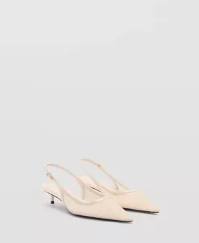 Женские туфли на каблуке в сетку MANGO, белый