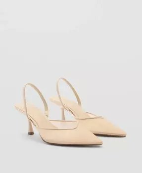 Женские туфли на каблуке в сетку MANGO, бежевый