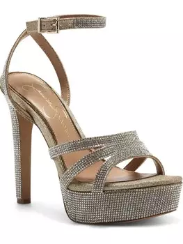 Женские туфли на платформе с ремешком на щиколотке и стразами Jessica Simpson, цвет Champagne