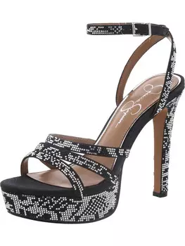 Женские туфли на платформе с ремешком на щиколотке и стразами Jessica Simpson, цвет Black/White