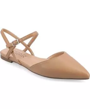 Женские туфли на плоской подошве из пенопласта с пряжкой и острым носком Martine Tru Comfort Journee Collection, цвет Caramel