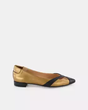 Женские туфли на плоской подошве, комбинированный носок Latouche, золото