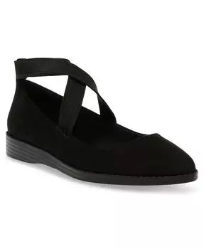Женские туфли на плоской подошве с эластичными ремешками Saige Anne Klein, цвет Black Microsuede