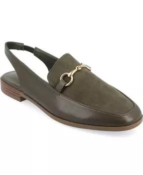 Женские туфли на плоской подошве с квадратным носком из пеноматериала Lainey Tru Comfort с ремешком на спине Journee Collection, зеленый