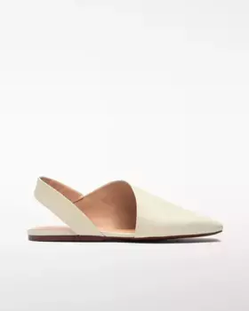 Женские туфли на плоской подошве с открытым задником из кожи Adolfo Dominguez, цвет Crudo