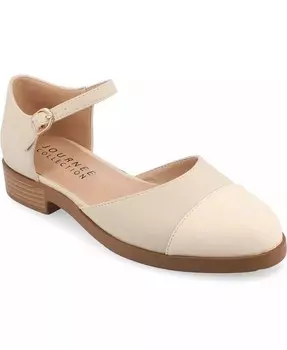 Женские туфли на плоской подошве Tesley Tru Comfort с закрытым носком Journee Collection, бежевый