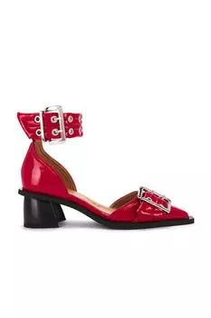 Женские туфли на пряжке с вырезами Ganni, racing red