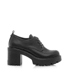 Женские туфли на шнуровке, каблуке и толстой подошве Mustang, черный