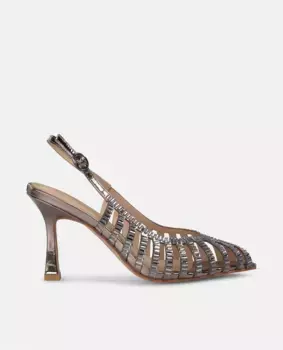 Женские туфли на шпильке со стразами с эффектом кристаллов и застежкой-пряжкой Alma en Pena, серебряный