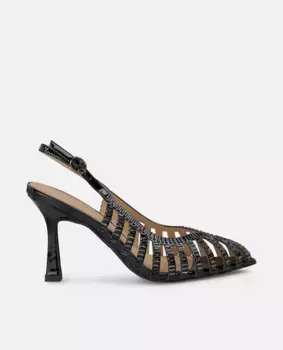 Женские туфли на шпильке со стразами с эффектом кристаллов и застежкой-пряжкой Alma en Pena, черный