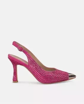 Женские туфли на шпильке, украшенные стразами с металлическими деталями Alma en Pena, фуксия