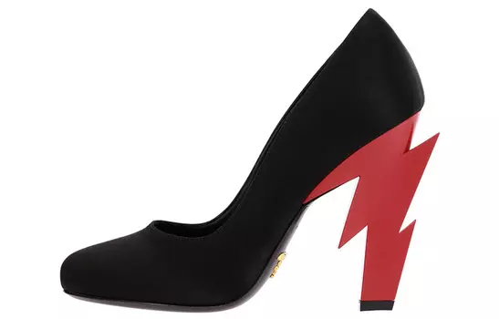 Туфли женские Prada на дизайнерском каблуке, черный / красный