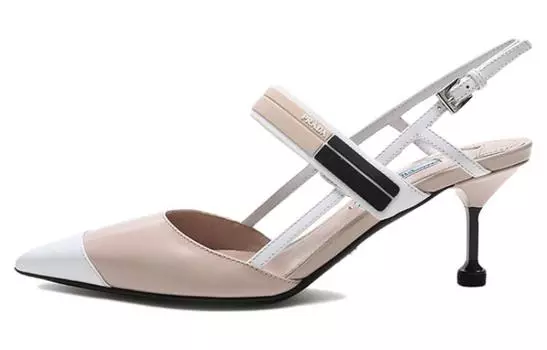 Туфли женские Prada на высоком каблуке, белый / бежевый