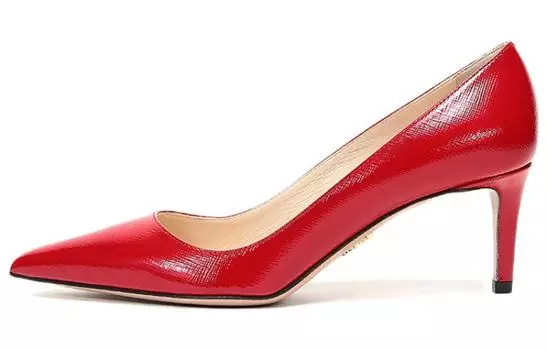 Туфли женские Prada на каблуке, красный / белый