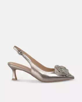 Женские туфли на высоком каблуке с цветком из стразов на носке Alma en Pena, золото