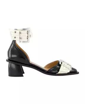 Женские туфли открытого кроя с массивной пряжкой Ganni, черный