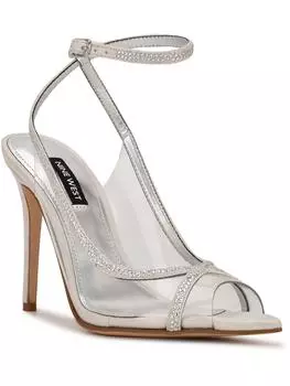 Женские туфли Parise 3 с открытым носком и ремешком на щиколотке Nine West, серебряный