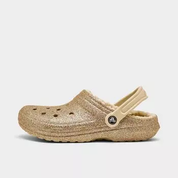 Женские туфли-сабо Crocs с классической подкладкой и блестками, бежевый