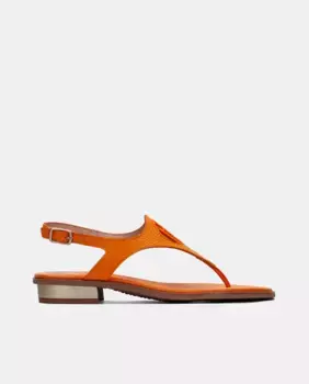 Женские туфли сандалии на плоской подошве Hispanitas slave с вышитым логотипом, оранжевый