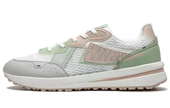 Женские туфли Shuoying Lifestyle с низким верхом, парусно-белые / светло-зеленые / коричневато-розовые Xtep