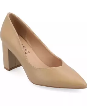 Женские туфли Simonne на блочном каблуке с острым носком Journee Collection, желтый