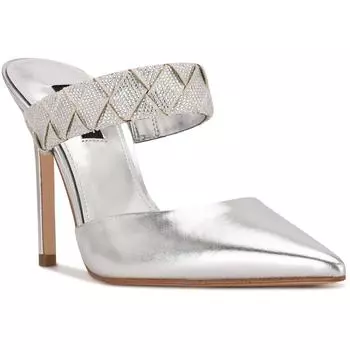 Женские туфли-слайды из искусственной кожи Stilleto Nine West, серебряный