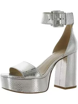 Женские туфли Tara из кожи со змеиным каблуком MICHAEL Michael Kors, цвет silver metallic leather
