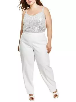 Женские твидовые брюки Plus Anne Klein, белый/серебряный