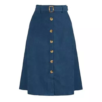 Женские юбки-миди с высокой талией, вельветовая юбка трапециевидной формы на пуговицах спереди с поясом ALLEGRA K, цвет Peacock Blue