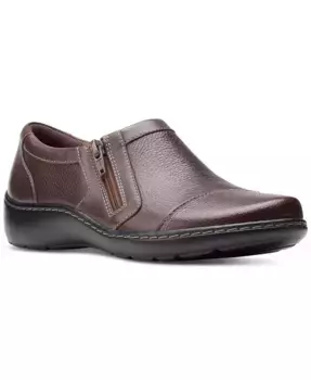 Женские удобные лоферы Cora Giny на молнии с мягкой стелькой Clarks, коричневый