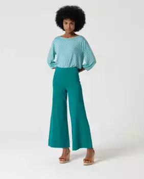 Женские укороченные эластичные однотонные брюки-клеш Surkana, зеленый