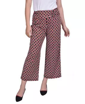 Женские укороченные брюки без застежки с искусственным поясом NY Collection, мульти
