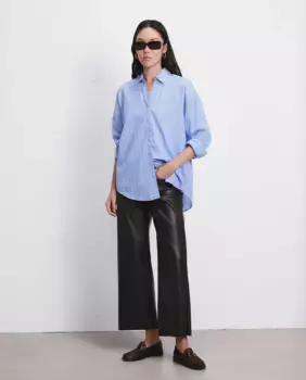 Женские укороченные брюки из искусственной кожи с передними карманами Easy Wear, черный