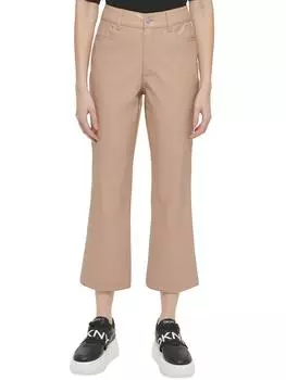 Женские укороченные брюки из искусственной кожи с высокой талией DKNY, цвет cafe au lait