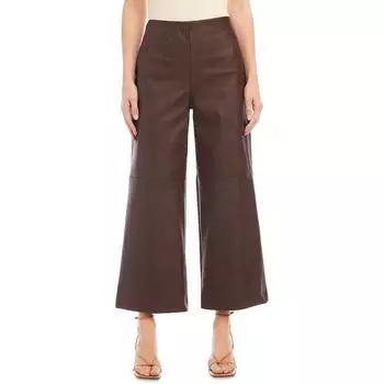 Женские укороченные брюки из искусственной кожи с широкими штанинами Karen Kane, коричневый