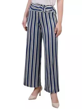 Женские укороченные брюки из полиэстера с поясом NY Collection, цвет blue/black stripe